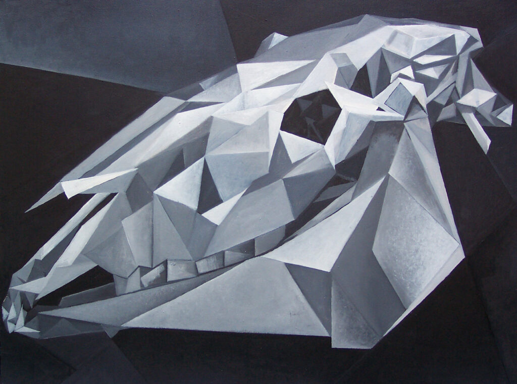 Florian Leibetseder, "Schwarzweiss", aus der Serie "Pferdeschaedel", 70x90cm, Öl auf Leinwand, 2007