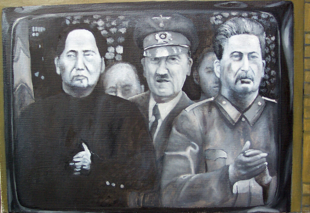 Florian Leibetseder, "Böse Männer", aus der Serie "Fernsehbilder", 35x50cm, Öl auf Leinwand, 2007