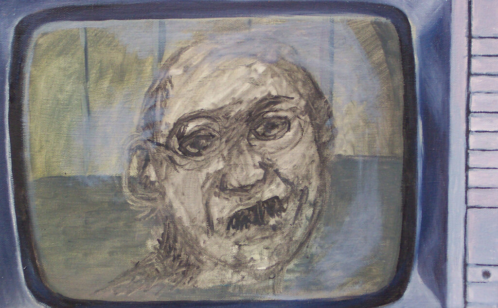 Florian Leibetseder, "Plötzlich da", aus der Serie "Fernsehbilder", 30x50cm, Öl auf Leinwand, 2007