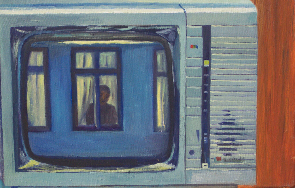 Florian Leibetseder, "Einsamkeit", aus der Serie "Fersehbilder", 30x45cm, Öl auf Leinwand, 2007