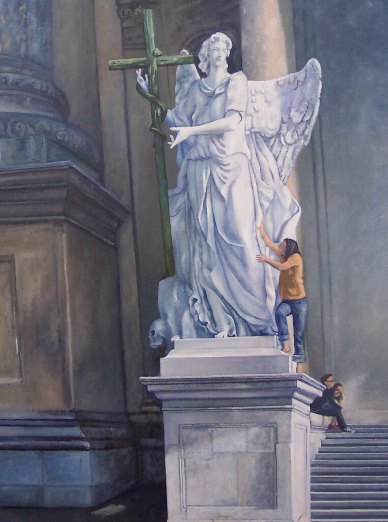 Florian Leibetseder, "Mirjam und der Engel", 120x90cm, Öl auf Leinwand, 2009