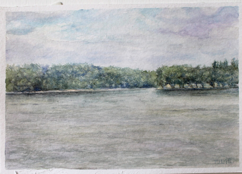 Florian Leibetseder, "Donauwasser", 30x24cm, Aquarell auf Papier, 2015, aus der Serie "Donaudelta"