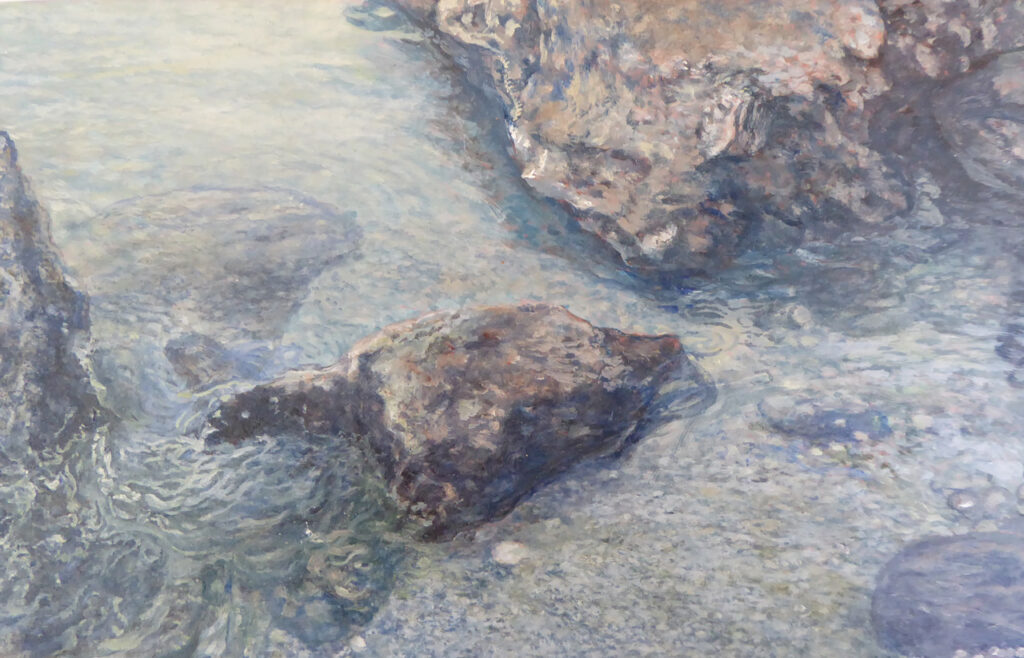 Florian Leibetseder, "Ufer", aus der Serie "Welt ohne Menschen", 12,5x20cm/ Öl auf Kupfer/ 2021