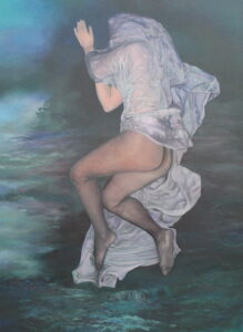 Florian Leibetseder, Die Schatzinsel, aus der Serie "Schleier einmal anders", 120x90cm, Öl auf Leinwand / 2015