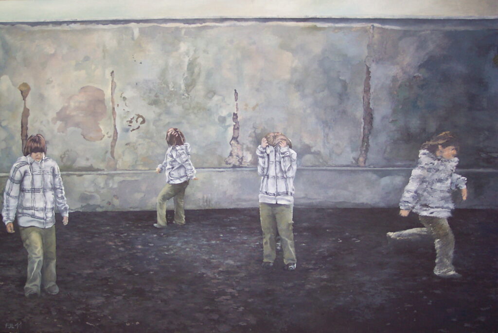 Florian Leibetseder, "Emi im Hof", 120x180cm, Öl auf Leinwand, 2011