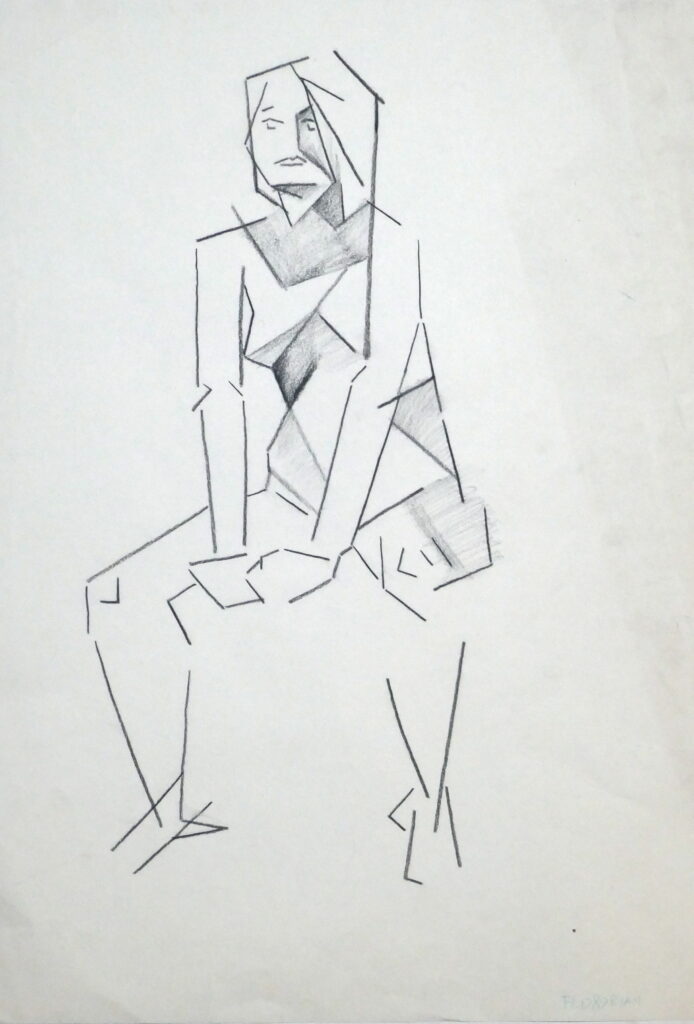 Florian Leibetseder, "Sitzende", 40x32cm, Kohle auf Papier, 1989