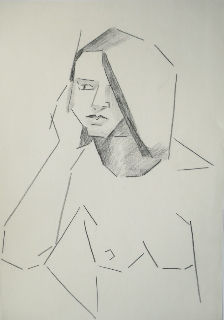 Florian Leibetseder, "Fadesse", 42x30cm, Kohle auf Papier, 1989